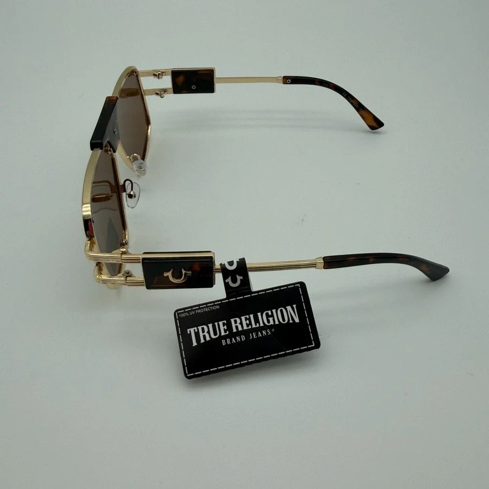 True‎ Religion Gold and Brown Sunglasses